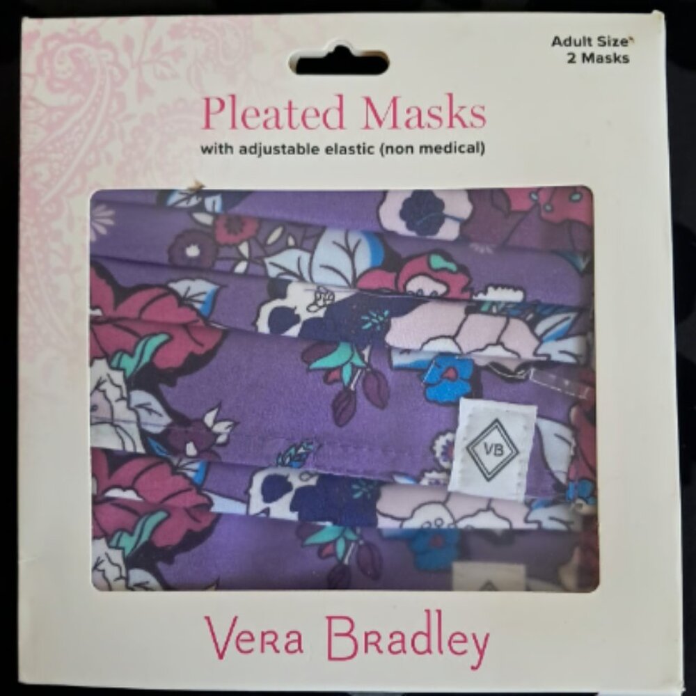 Vera Bradley Pleated Mask in the Enchanted Garden 2 pack, NEW NWT